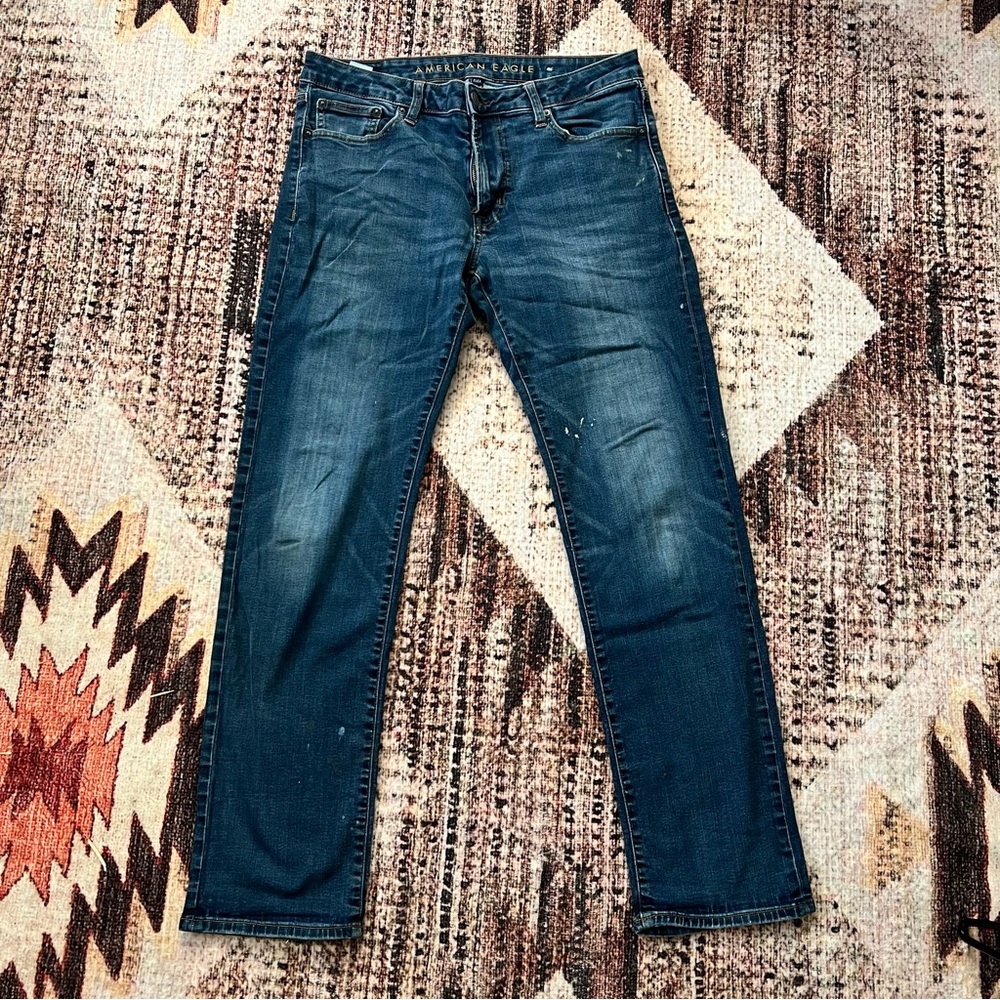 American Eagle Outfitters Slim Blue Jeans with Faded Details